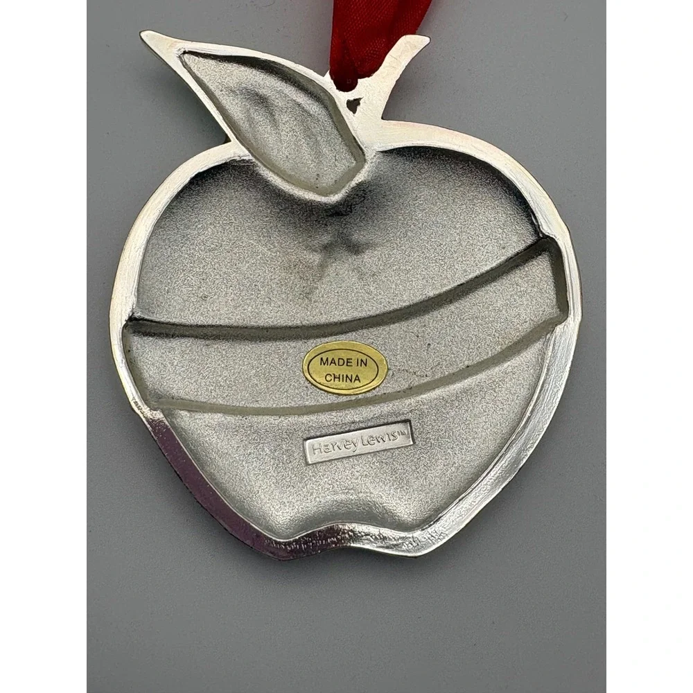 Harvey Lewis Best Teacher Apple Ornament Unisex OS Red Glitter Enamel Rhinestone